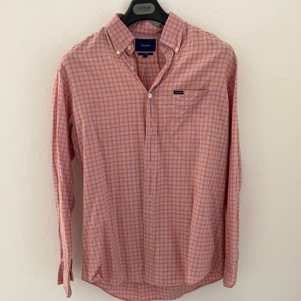 Façonnable club fit peach and orange button down